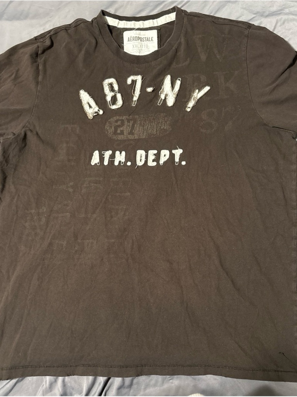 Aeropostale Brown Long Sleeve 'A87-NY ATH. DEPT.' Crew Tee
